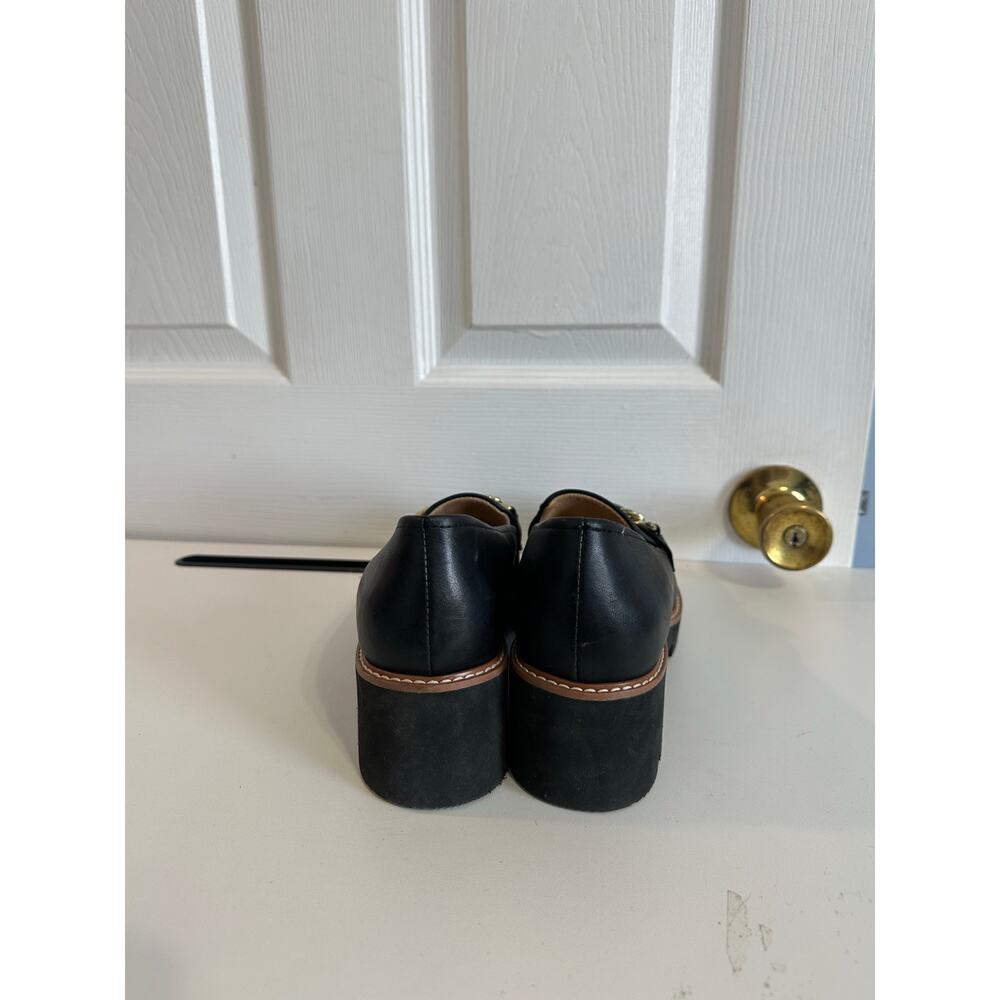 Naturalizer NWOT Desi Chain Detail Platform Lug Sole Heeled Loafer Sz 8.5 Black - Picture 7 of 8